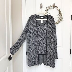 JONES NEW YORK Metallic Cardigan Twin Set Size XL Black/Silver